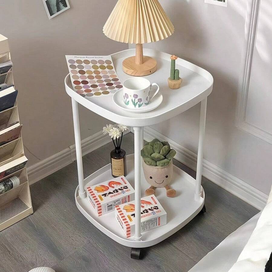 1 件北欧现代简约可移动沙发边桌，多功能储物咖啡桌，适用于卧室、客厅