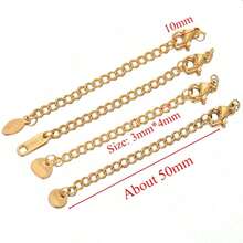 10pcs Stainless Steel Extra Long Tail Lobster Clasp Connectors, DIY Jewelry Making Bracelet Necklace Extension Chain Accessories