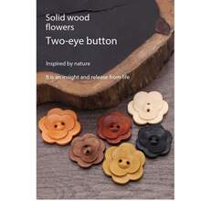 10pcs 3D Flower Shaped High-End Wooden Decorative Buttons Can Be Used For Clothing Buttons Such As Coats, Sweaters, Knitwear, Windbreakers, Jackets, Etc. They Have A Strong Sense Of Three Dimensionality And Can Also Be Used For DIY Handmade Decorations, With A Variety Of Colors And Sizes. - Multicolor - View 1