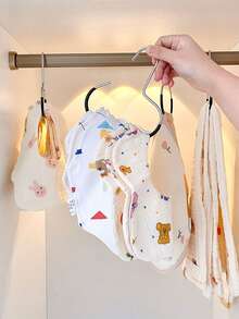 10件装婴儿纱布围兜毛巾架，毛巾挂钩，阳台晾衣架，衣柜收纳架，家用帽子、领带、包包收纳架，婴儿用品收纳架，便携式收纳挂钩 - 彩色 - 查看 1