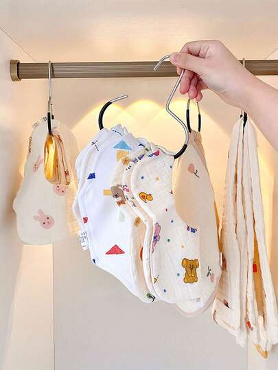 10件装婴儿纱布围兜毛巾架，毛巾挂钩，阳台晾衣架，衣柜收纳架，家用帽子、领带、包包收纳架，婴儿用品收纳架，便携式收纳挂钩
