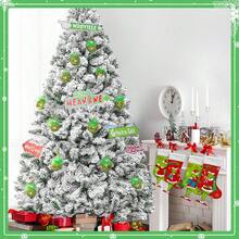 GRINCH 12 pièces Décorations suspendues avec imprimé visage de chat vert en peluche de 6-7 cm - Meilleur petit cadeau de Noël (style aléatoire)