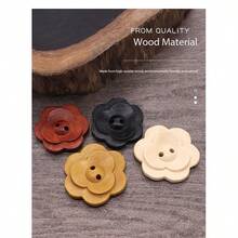 10pcs 3D Flower Shaped High-End Wooden Decorative Buttons Can Be Used For Clothing Buttons Such As Coats, Sweaters, Knitwear, Windbreakers, Jackets, Etc. They Have A Strong Sense Of Three Dimensionality And Can Also Be Used For DIY Handmade Decorations, With A Variety Of Colors And Sizes. - Multicolor - View 3