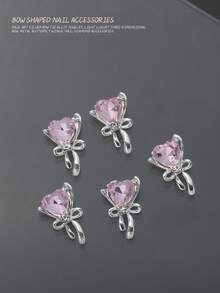 20 件轻奢银合金心形翅膀蝴蝶花朵指甲饰闪亮粉色水钻四角星芭蕾女孩美甲装饰 DIY 指甲宝石适用于亚克力压模指甲手机壳鞋子衣服包包美甲用品指甲饰 - 彩色 - 查看 26