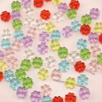 50pcs Assorted Color Lucky Four-Leaf Clover Transparent Acrylic Beads With Holes For Bracelet And Jewelry Making