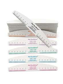 5pcs Professional Half-Moon Nail Files, Double-Sided Grit Buffing Blocks 100/150/180/240 Grit