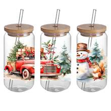 4-Piece Set Christmas Self-Adhesive 3D Crystal Decal Stickers For Glass Cups And Bottles, Plastic Waterproof Scratch-Resistant Holiday Drinkware Decor With Festive Designs - Multicolor - View 5
