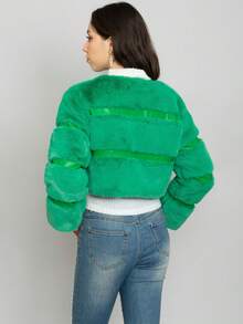 Women Faux Fur Coats - Green - View 10