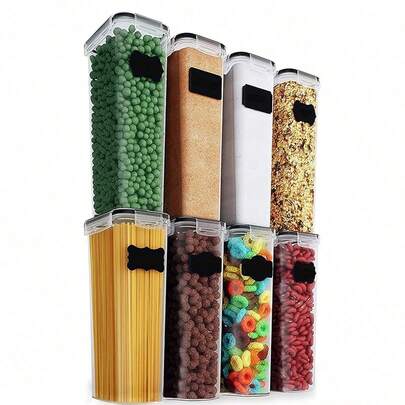 48pcs Sealed Food Storage Containers With LIDS - Lunch Boxes Ideal For Organizing And Storing Grains, Rice, Pasta, Tea, Nuts And Coffee Beans In A Kitchen Pantry - Can Be Used For Dishwasher Washing, Including Labels And Markers