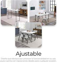 Raganet, Mesa Plegable de Plastico, 121Centimetros de Largo, Ajustable a 3 Diferentes Alturas, Plástico Resistente para Interiores y Exteriores, Forma Rectangular, Plegable en Portafolio Color Blanco - 1 - Ver 1