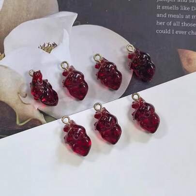 5/10 piezas Colgante de joyería con corazón simulado de resina DIY, Pendientes de órgano creativos, Llaveros, Accesorios de moda