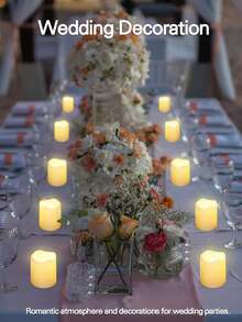 24PCS Warm Color Flame Free Candle Battery Powered LED Tea Light Fake Candle Warm White Wedding Table Christmas Scene Decoration, Romantic Candlelight Dinner On Valentine's Day,Christmas Decorations