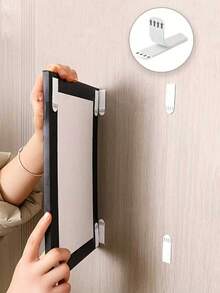 12 Pairs Of Picture Frame Fixing Adhesive Stickers For Damage-Free Installation, Using Double-Piece Hook-And-Loop Fasteners, Easy To Remove And Reinstall; Suitable For Remote Controls, Photo Frames, Sockets, Etc. - Multicolor - View 2