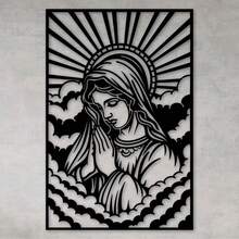 Decorative Frame Hollow Decoration Holy Virgin Mary MDF Black - 黑色 - 查看 1
