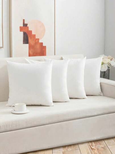 1 件/2 件/4 件白色抱枕芯，高品质抱枕芯，适用于沙发、客厅、卧室家居装饰、座椅支撑垫芯