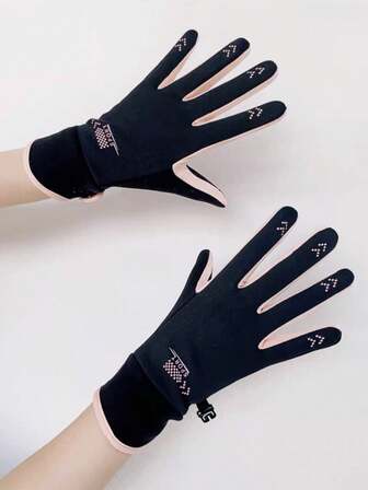 1 双女士保暖手套，防风防水户外运动登山骑行手套，保暖内衬，适合秋冬季