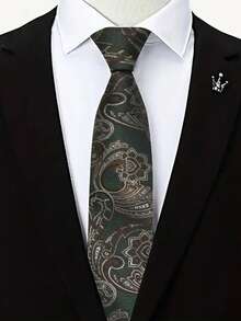 1pc Paisley Pattern Handmade Necktie, Suitable For Business, Casual, Party, Wedding, Gift - Multicolor - View 7