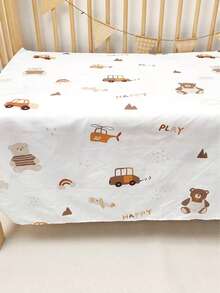 1pc Adorable Cartoon Print Baby Crib Fitted Sheet, 100*140cm / 100*160cm - Multicolor - View 26