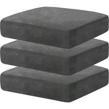 Velvet Stretch Seat Cushion Covers Couch Cushion Cover For Individual Cushions Sofa Seat Cushion Slipcovers With Elastic Bottom 3 Piece XL Sofa Cushion Covers Gray - 灰色 - 查看 1