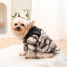 1 件宠物迷彩棉质牵引带，冬季保暖加厚滑雪夹克，适合小型/中型犬和猫 - 綠色 - 查看 12