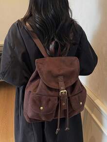 2025新款休闲大容量时尚多功能旅行背包学生背包 - 咖啡 - 查看 6