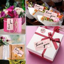 600张感谢卡和贴纸套装，感谢您支持我的小生意，配有可重复密封的包装袋，适用于商店、网店、本地企业和创业者。 - 粉色 - 查看 4