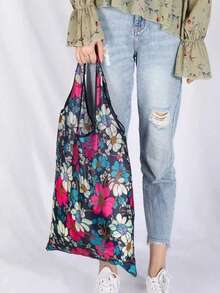 1PC Large-Capacity Shopping Bag, Portable And Foldable Storage Bag. Reusable And Portable, Foldable Vegetable Baskets, Suitable For Grocery, Clothing Storage, Travel And Gift Shopping, Reusable And Foldable Handbags