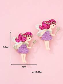 2pcs/Set Frozen Princess Element Hair Clips, Laser Cut Glitter Non-Woven Fabric & Mesh Material, Padded Design, Suitable For Women Daily Hair Decoration