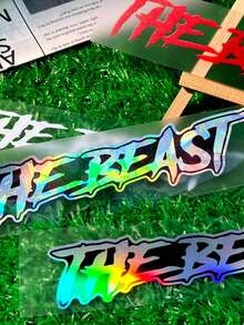 1PC Beast Text Waterproof, UV-Resistant, High-Temperature-Resistant Car Decals Suitable For Covering Scratches On Car And Motorcycle Bodies, Bumpers, Fuel Tanks, And Triangular Windows, As Well As For Personalized Decorative Decals.