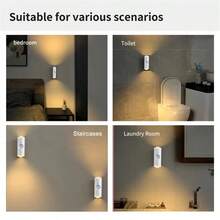 Intelligent Motion Sensor Light, Dual-Head Cat Eye Sensor Lamp, Auto Lighting, Rechargeable 3-Color/Rechargeable RGB Options, USB Powered, Night Light, Suitable For Bedroom, Bathroom, Elderly Room, Children's Room