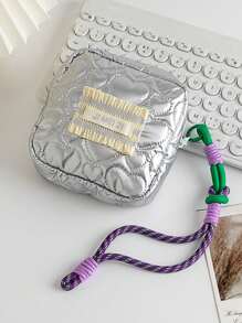 1 Piece Embroidery Heart Shape Coin Purse Sliver Quilted Coin Purse Portabble Short Wallet Silver Heart &Bow Decor Cute Coin Purse Simple & Fashionable Women Wallet Suitable For Matching And Gift Money Case Embossed Coin Purse Lightweight Fashion Money For Anniversary For Birthday Gift For Gift White-Collar Workers - Silver - View 19