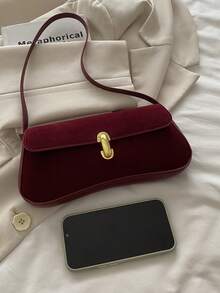 Túi đeo vai nữ cổ điển bằng da dầu có nắp trang trí, thích hợp cho hẹn hò, đi chơi, tiệc tùng - Đỏ - Xem 5