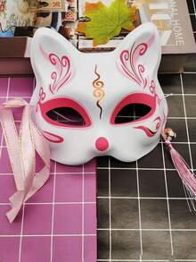 1 件可爱狐狸 ABS 塑料面罩，春/夏/秋/冬，适合女孩，复古中国风彩绘化妆舞会，酒吧半脸装饰面具万圣节