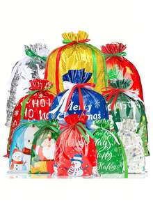 12/6/1pc-Christmas Drawstring Gift Bags, Christmas Present Packaging, Christmas Party Favor Bags, Christmas Gift Wrapping, Christmas Tote Bags,6 Patterns Gift Packing Bag,Santa Claus, Christmas Tree, Snowman Pattern Random Patterns And Sizes Perfect For Holiday Decorations, Christmas Gift Bags, Random Patterns And Sizes There Is A Surprise Extra Large Size In The Random Style
