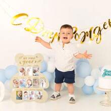 1 件木制婴儿纪念相框，新生儿日历卡照片展示板，新生儿第一年的里程碑相框，婴儿洗礼家庭装饰礼物，婴儿洗礼复活节礼物，适合女孩/男孩 - 原木色 - 查看 4