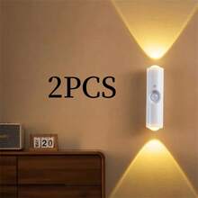 Intelligent Motion Sensor Light, Dual-Head Cat Eye Sensor Lamp, Auto Lighting, Rechargeable 3-Color/Rechargeable RGB Options, USB Powered, Night Light, Suitable For Bedroom, Bathroom, Elderly Room, Children's Room