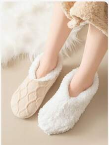 Damen Dicke Fleece-gefütterte Bodensocken, warm & rutschfest für Zuhause ohne Schuhe, Winter