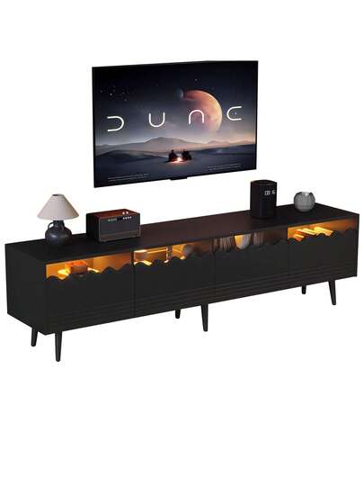 Sairedel Lowboard 176*38*45 Cm Support Legs TV Cabinet Drawers Cabinets Sturdy St Up To 75 Inches Moderne Living Room Furniture In Zwart view 9