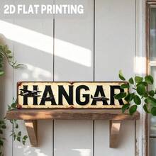 2D Flat - 2D Plane, One Piece, 2D Vintage Hangar Metal Sign - Rustic Aviation Wall Decor Featuring Airplane Silhouettes, 10.16X40.64 Cm, Durable Metal Wall Art, Suitable For Man Caves, Garages, Offices, Or Airplane-Themed Parties, Retro Wall Art - 混合色 - 查看 7