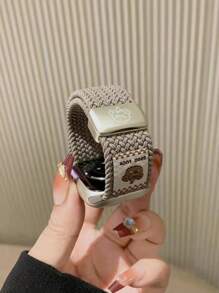 1PC Creative Hat Bear Nylon Braided Strap Compatible With Apple Watch Band S10 42/46mm 49Ultra Adjustable Magnetic Woven Fabric Loop 9 8 7 6SE 5 4 3 2