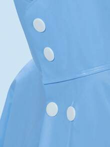 1PCS Cute Cartoon Blue Skateboard Small Dinosaur EVA Boys One-Piece Raincoat Zipper + Snap Strap Large Schoolbag All-Season Universal Outdoor Sports Hiking Rain Cape - 藍色 - 查看 4