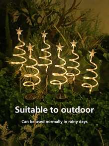 3个太阳能螺旋星形圣诞树路径灯 - 3包旋转花园灯，多色户外装饰地灯，适用于庭院、露台、圣诞装饰、走道、花园和庭院，暖白LED，太阳能供电（无需电池），白天自动充电，夜晚自动开启，非常适合走道、庭院和家居装饰！ - 星星聖誕樹燈 - 查看 7