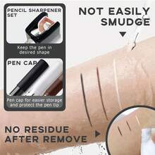 050White Barber Pencil For Lineup Magic Hairline Beard Guide Shaping Pencils Barber Chalk For Design Hairline Razor Trace Barber Pencils Set With Sharpener Ruler Brush For Men-1 - Black White Brown - View 6
