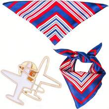 5pcs/Set Holiday Themed Flight Attendant Hat, Scarf, Brooch, Gloves, Glasses Cosplay Accessories, Retro Stewardess Outfit,Halloween