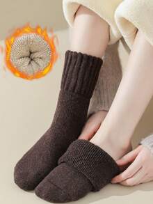 1/3/5双装女士加厚保暖袜，纯色宽松堆堆袜，秋冬季保暖内衬袜，柔软舒适，适合5℃以下日常穿着