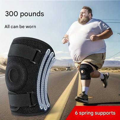 1 Oversized Sports Knee Brace - Adjustable Compression With 6 Spring Brackets, Silicone Spring Mountaineering Knee Brace Patellar Protection Cover, Breathable Fabric And Silicone Design, Comfortable And Stable To Wear, Enhanced Knee Protection