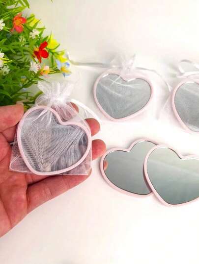 10pcs Heart-Shaped Compact Mirrors & 10pcs Gift Bags - Pink, Green, White, Black Minimalist Design, Portable & Lightweight, Suitable For Travel, Home Decor, Birthday, Bridal & Bridesmaid Party Gifts,Makeup,Cheap,Room Decor,Vanity,Travel,Bedroom,Makeup Accessories,Mirror,Vanity Mirror,Mini Mirror,Compact Mirror,Mirror Small,Hand Mirror,Cheap,Stocking Stuffers,Makeup,Makeup Tools,Cheap Stuff,Gifts,Gifts For Women,Christmas Gifts