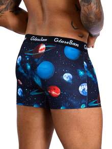 Conjunto de 4 piezas de calzoncillos tipo bóxer para hombre, bragas para hombre, ropa interior de marca y calzoncillos para hombre, conjunto de caja de calzoncillos de lujo - Negro - Ver 4