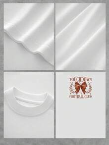 Camiseta gráfica del club de fútbol femenino: una camiseta de manga corta elegante y cómoda con un estampado único, perfecta para el día del partido o para uso casual. ¡Un top de moda imprescindible! Talla extragrande. - Blanco - Ver 4