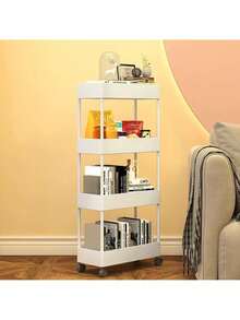 YUQING.FC. Carrito de almacenamiento multiusos para cocina cuatro niveles organizador auxiliar hogar resistente diseño moderno gran capacidad práctico fácil mover almacenamiento vertical cocina decoración - Blanco - Ver 7